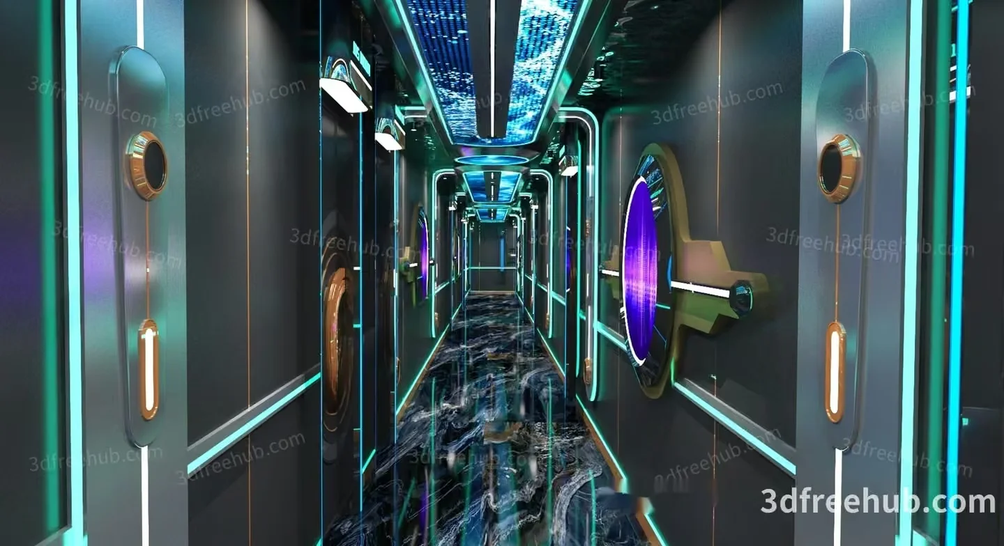 Modern Futuristic Hallway 3D Model – 21627 – VRAY Render