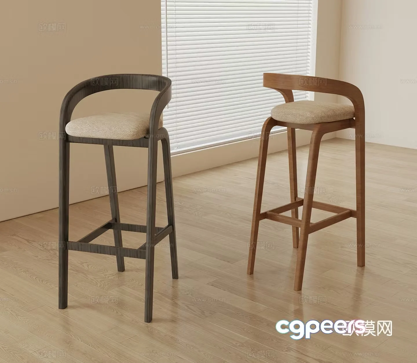 Bar stool French medieval style bar stool 3D model