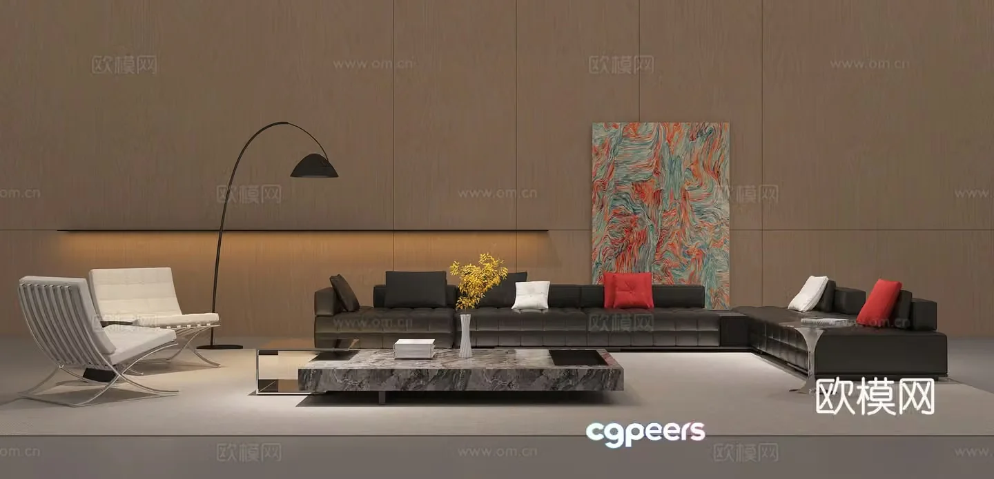 Modern multiplayer sofa 3d model