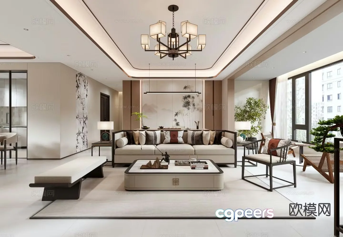 New Chinese style living room 3d model