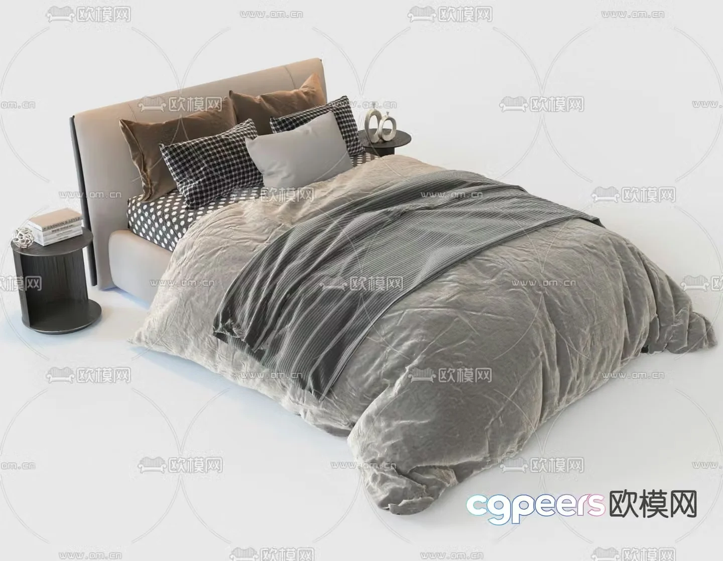 Modern double bed 3d model