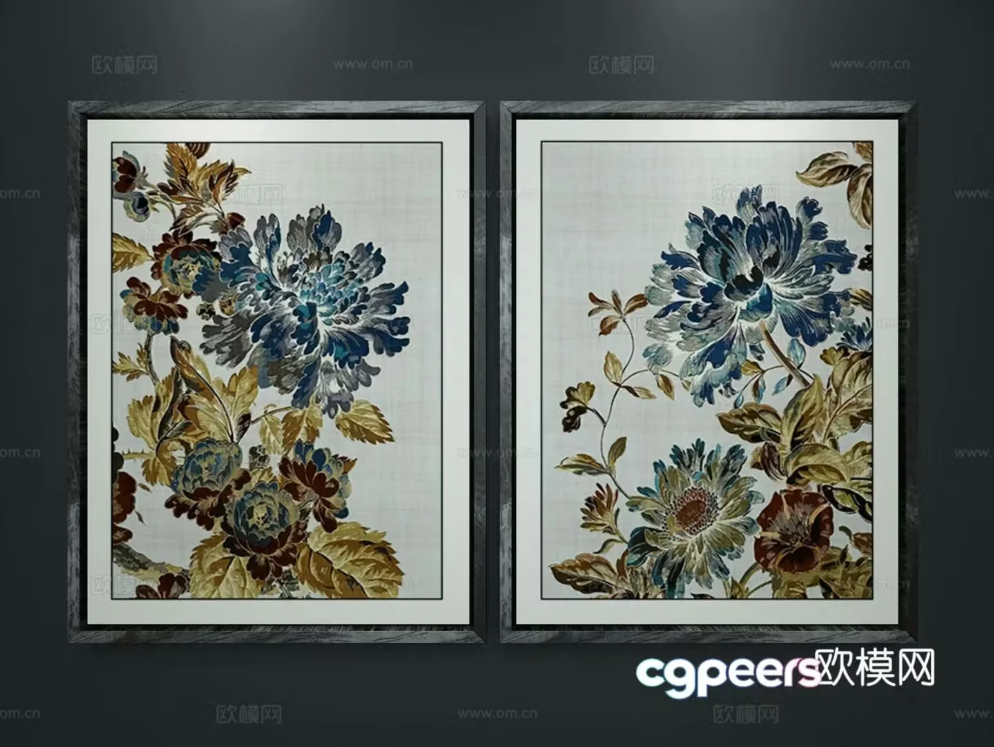 New Chinese style flower painting decorative painting 3d model