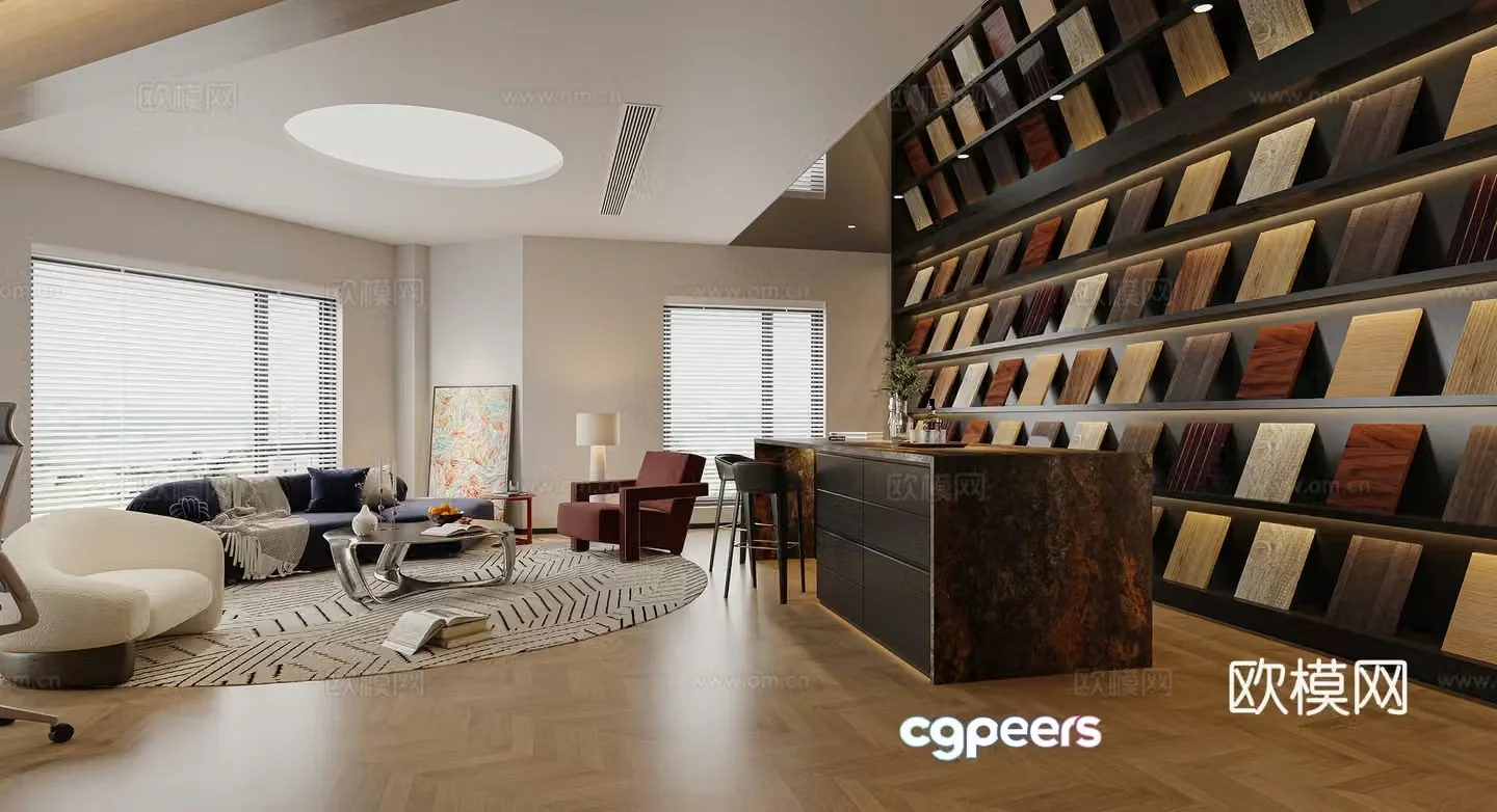 Modern decoration company Board exhibition hall bar island modern living room living dining room 3d model