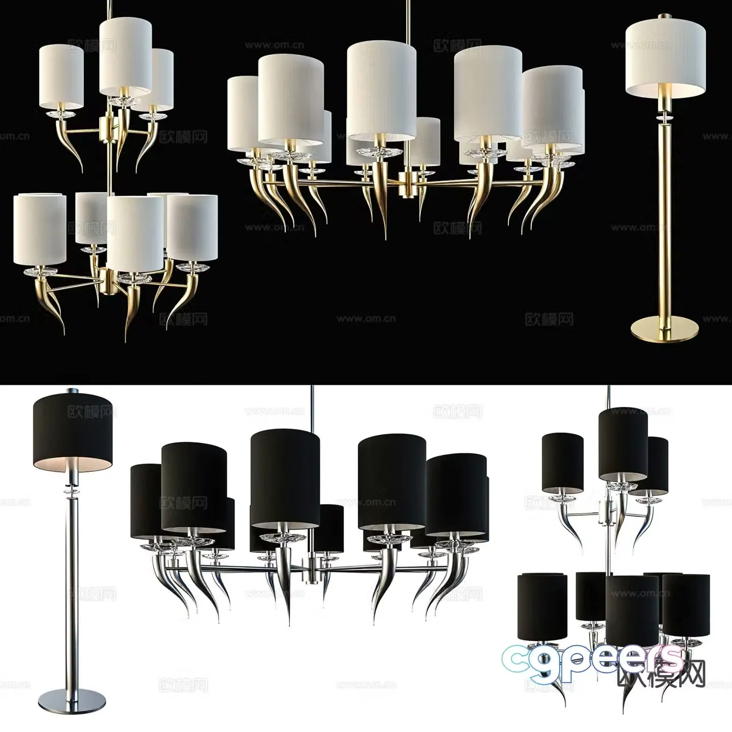 Light luxury chandelier multi-head chandelier 3D model