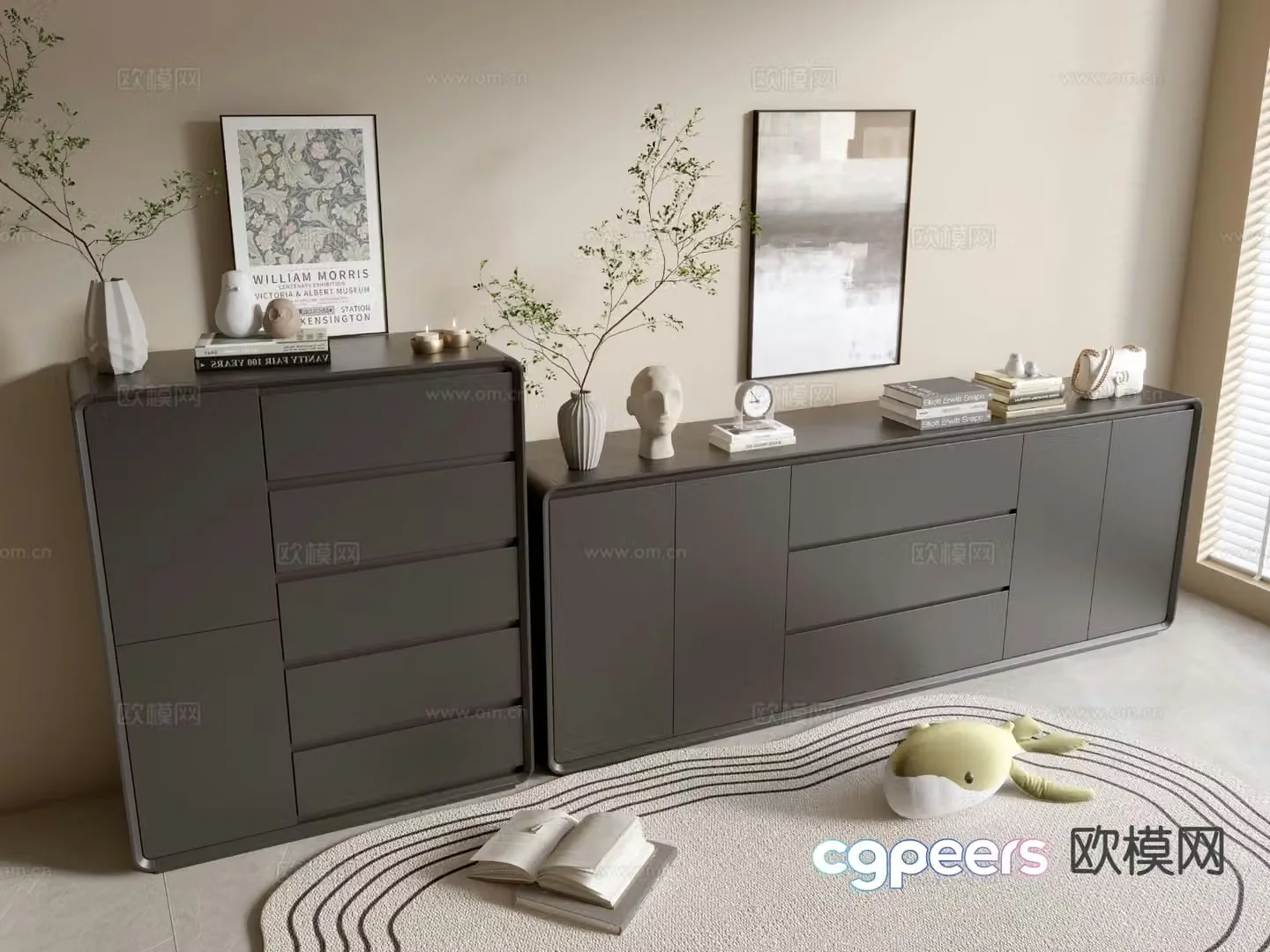 Modern chest of drawers side cabinet 3d model