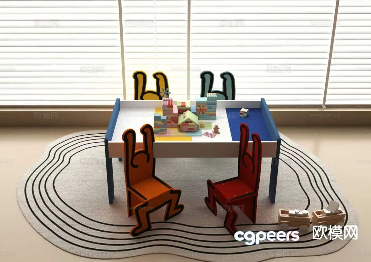 Children’s tables and chairs game tables and chairs toy table 3d model