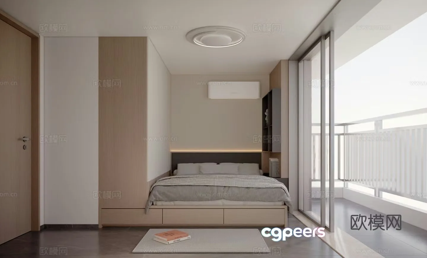 Modern minimalist tatami bedroom 3d model