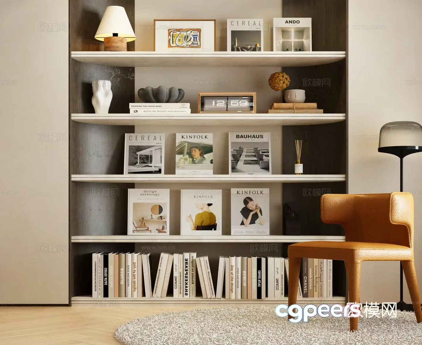 Modern bookcase Modern Italian single chair 3d model