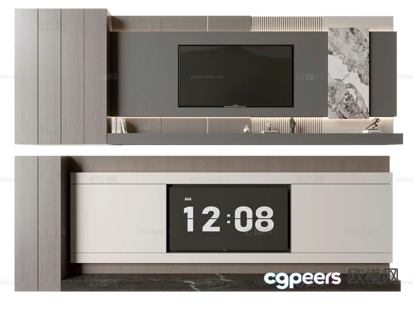 Modern TV background wall 3d model