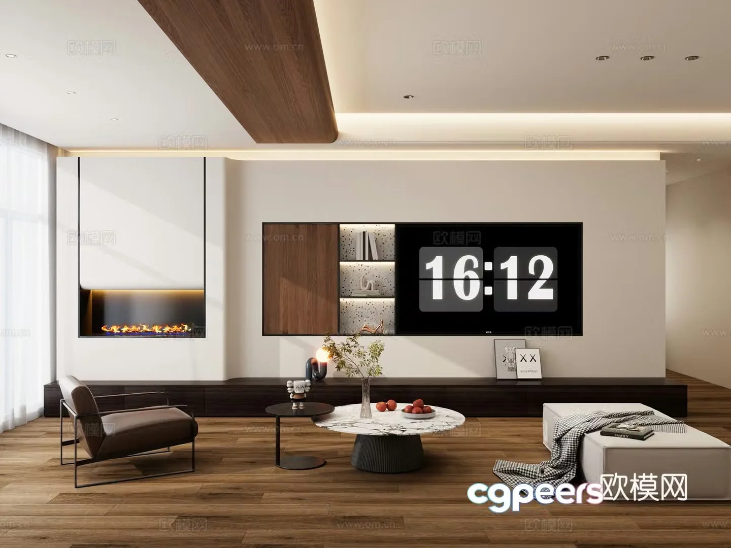 Italian style medieval style solid wood roof embedded TV large flat floor integrated TV entrance cabinet 3D model