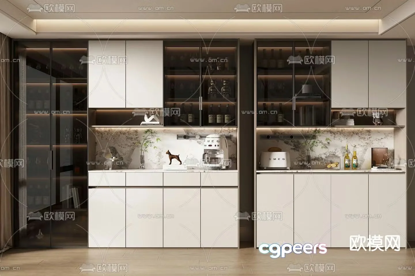 Modern wine cabinet sideboard 3d model