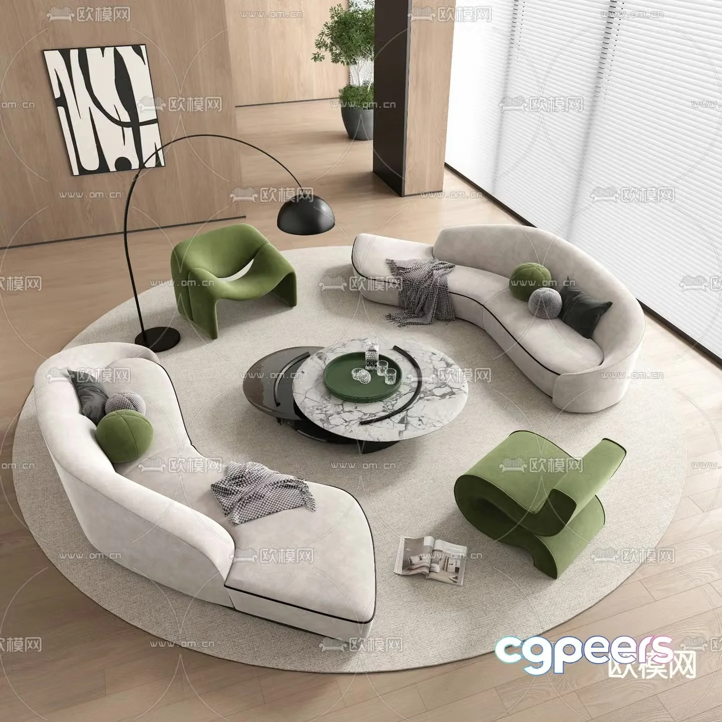 Curved sofa modular sofa 3d model