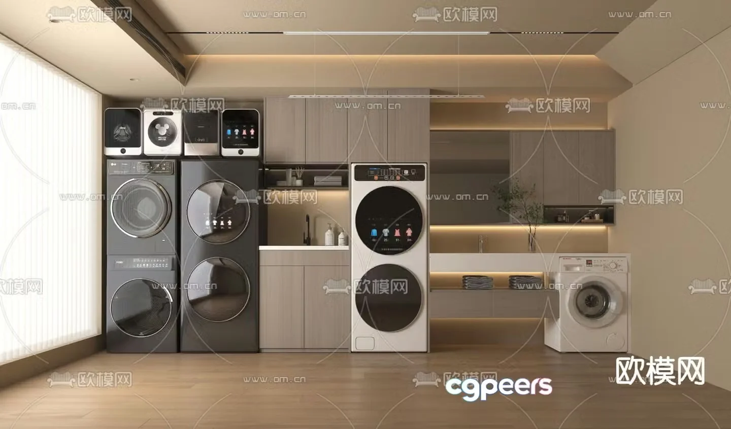 Balcony cabinet Washing cabinet Dryer 3D model