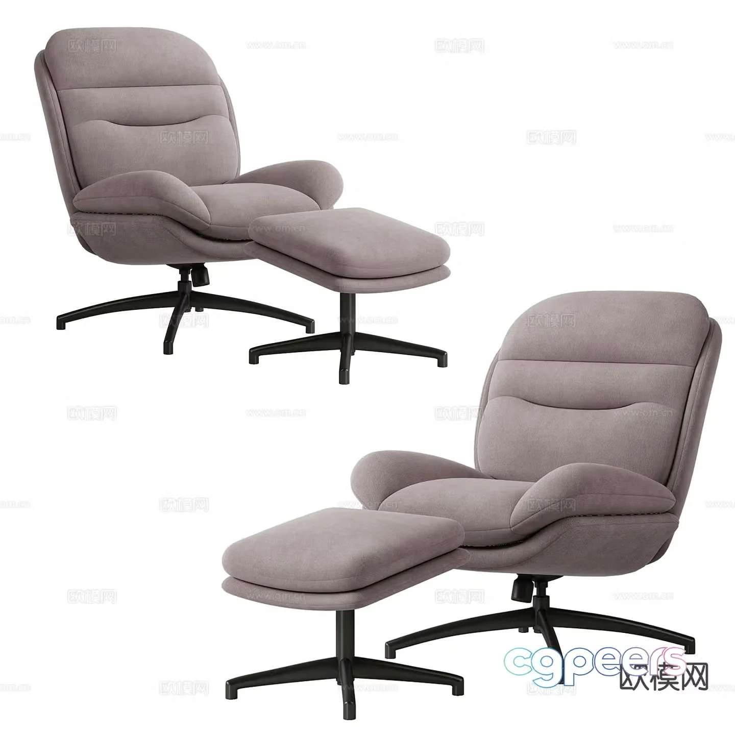 modern chair leisure chair footrest 3d model
