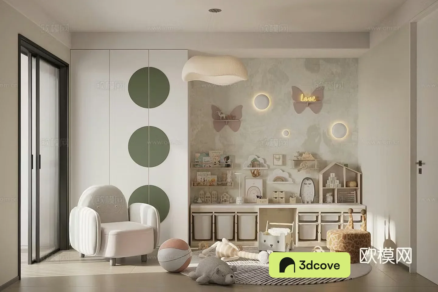 Modern children’s entertainment room Children’s toy room Toy storage cabinet Children’s room