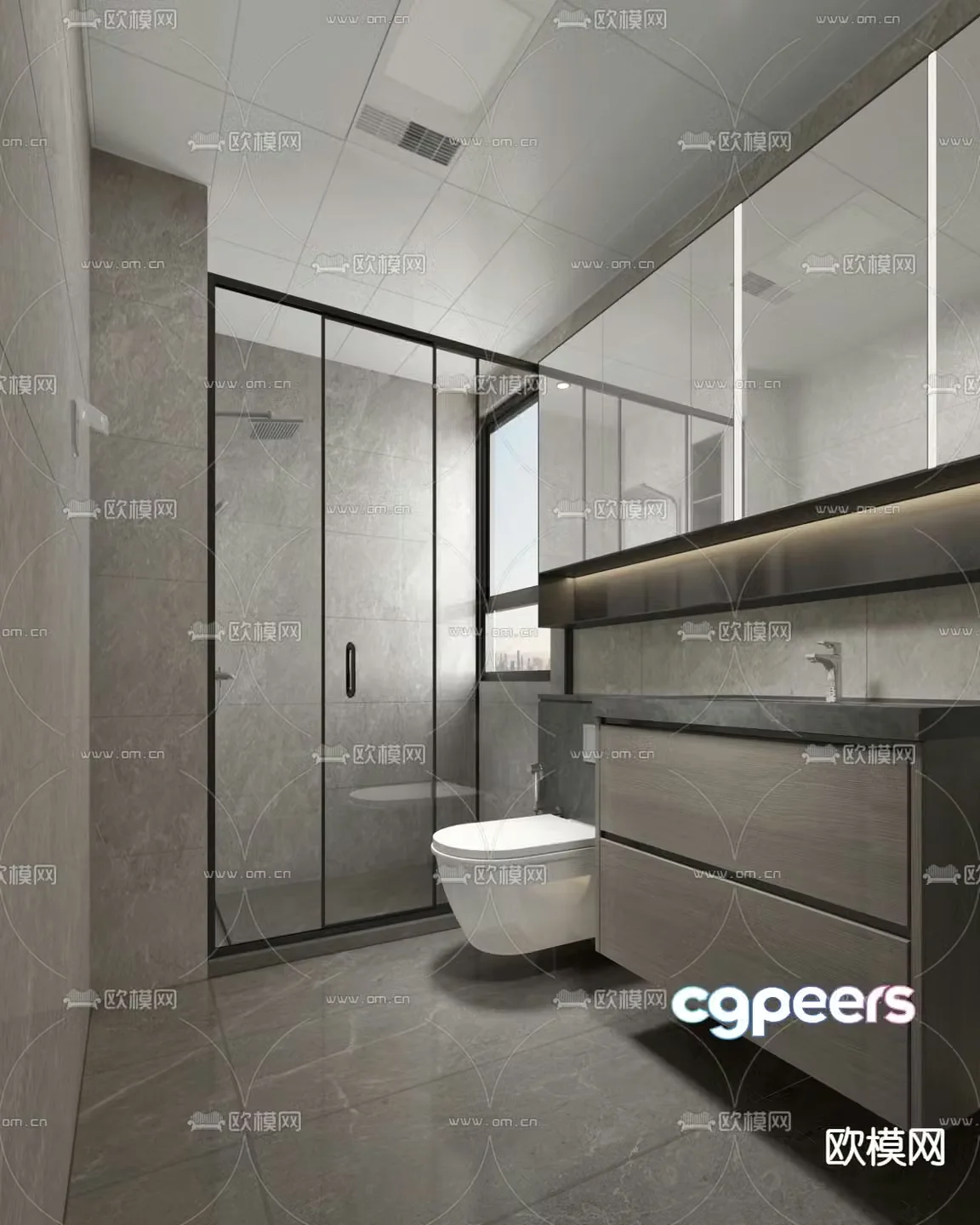 Advanced gray bathroom bathroom toilet 3d model