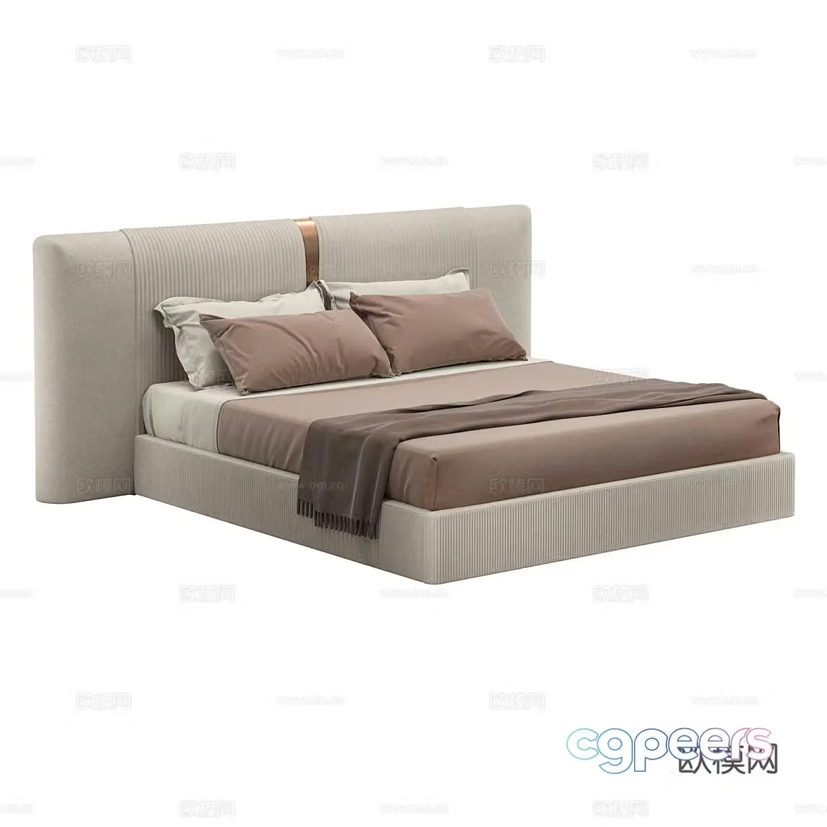Modern simple double bed Double bed Simple bed Bedroom bed Pillow 3D model