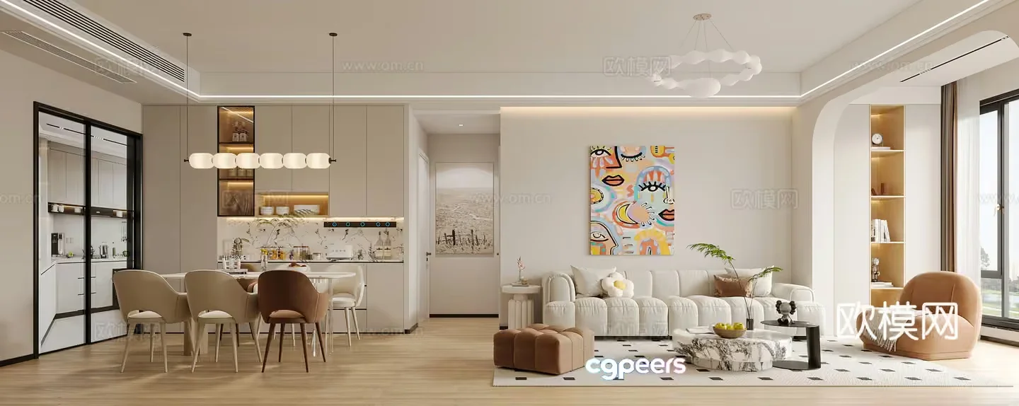 Modern Living Room 3D Model – 4903 – VRAY Render