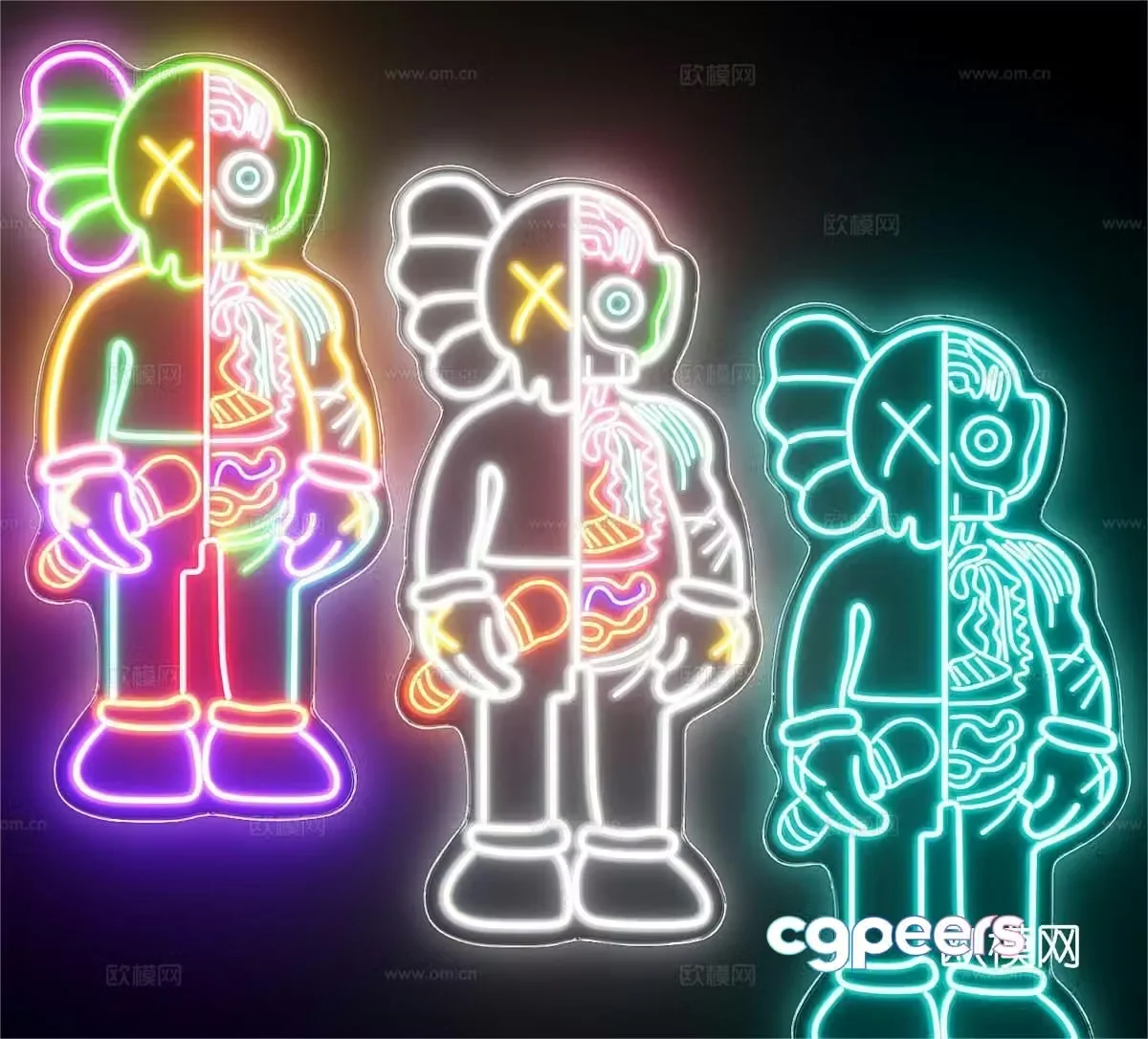 KAWS Neon neon light tube sign 3d model