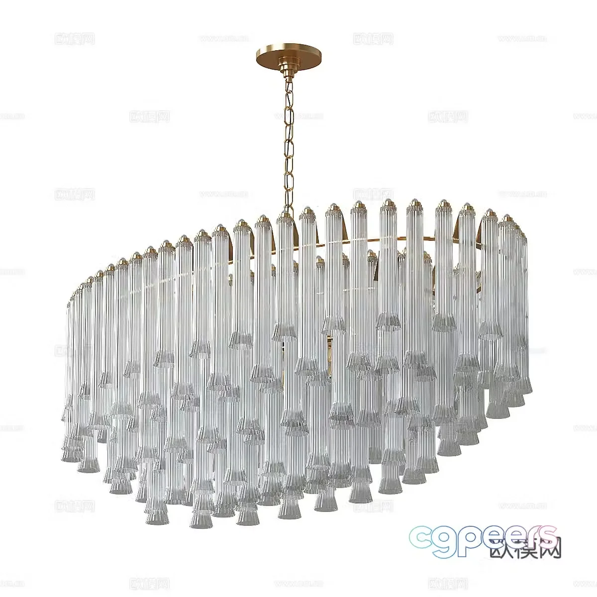 Modern Italian light luxury oval chandelier 3D model