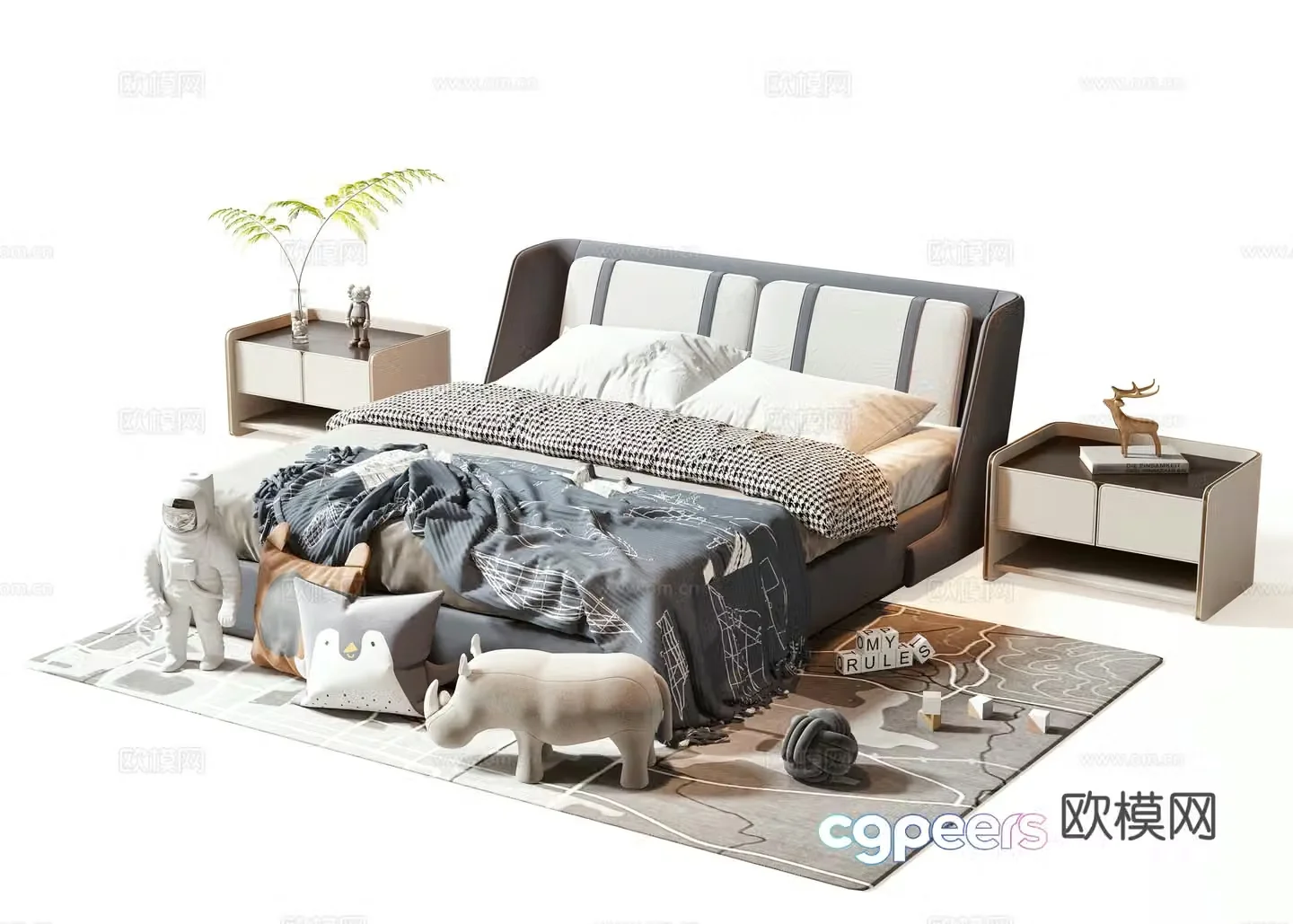 Modern children’s bed 3d model