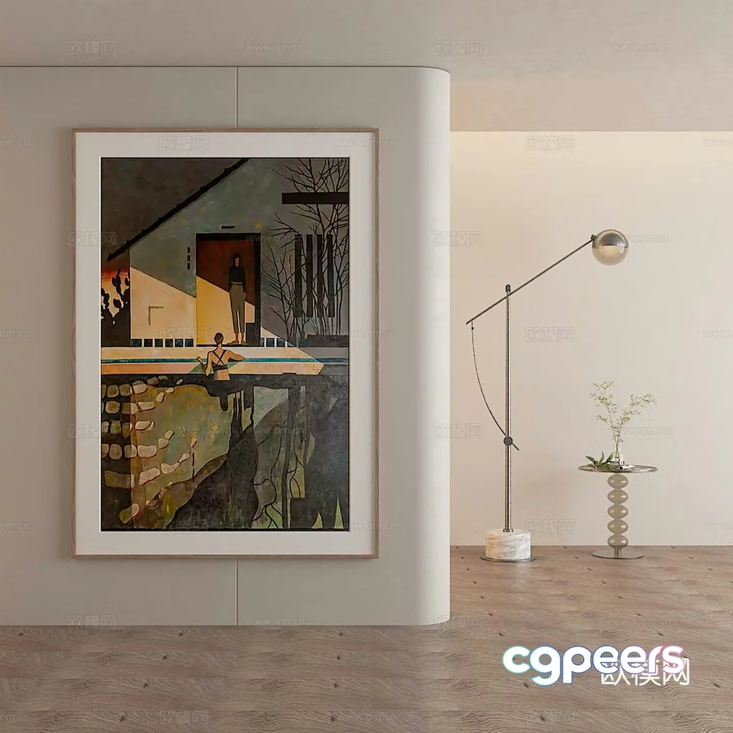 3D model of medieval style decorative painting