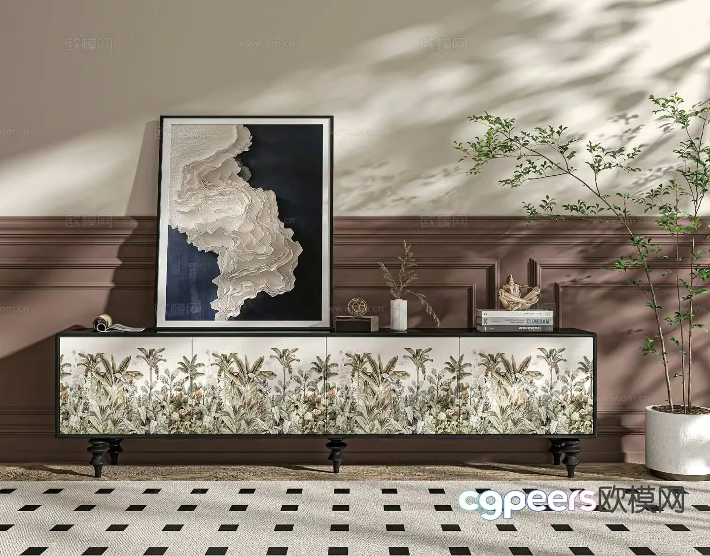 Medieval style TV cabinet 3D model