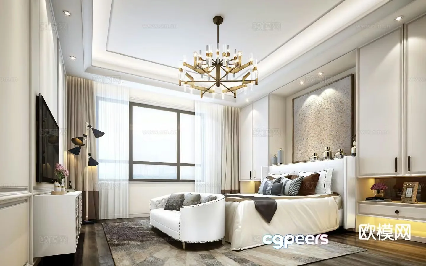 Light luxury bedroom master bedroom 3d model