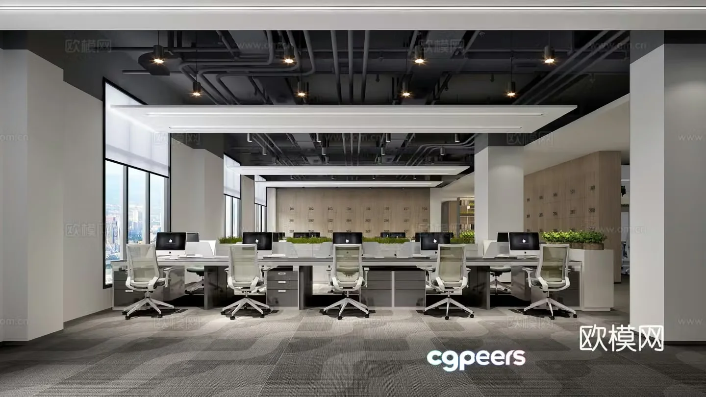 Modern public office 3d model