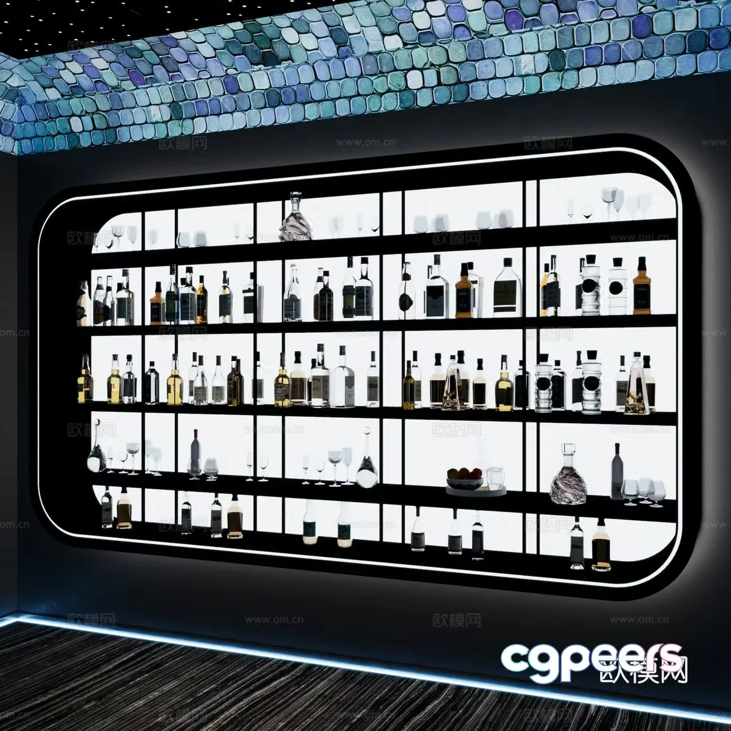 Modern wine cabinet red wine cabinet wall cabinet wine cabinet 3d model