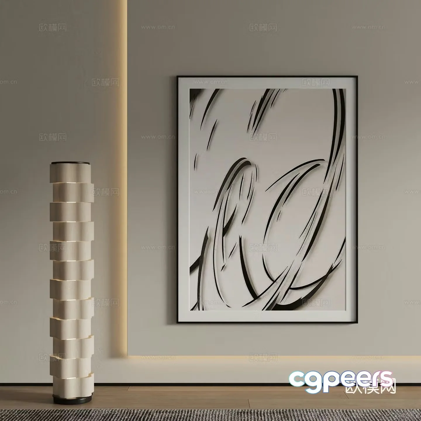 Modern decorative painting Abstract painting 3d model
