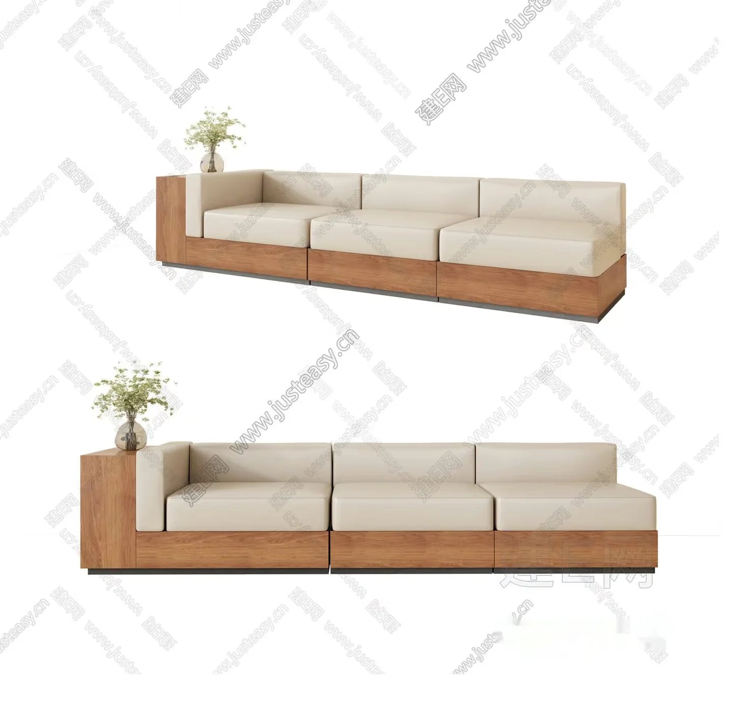 Modern L-Shaped Sofa 3D Model – 15689 – VRAY Render