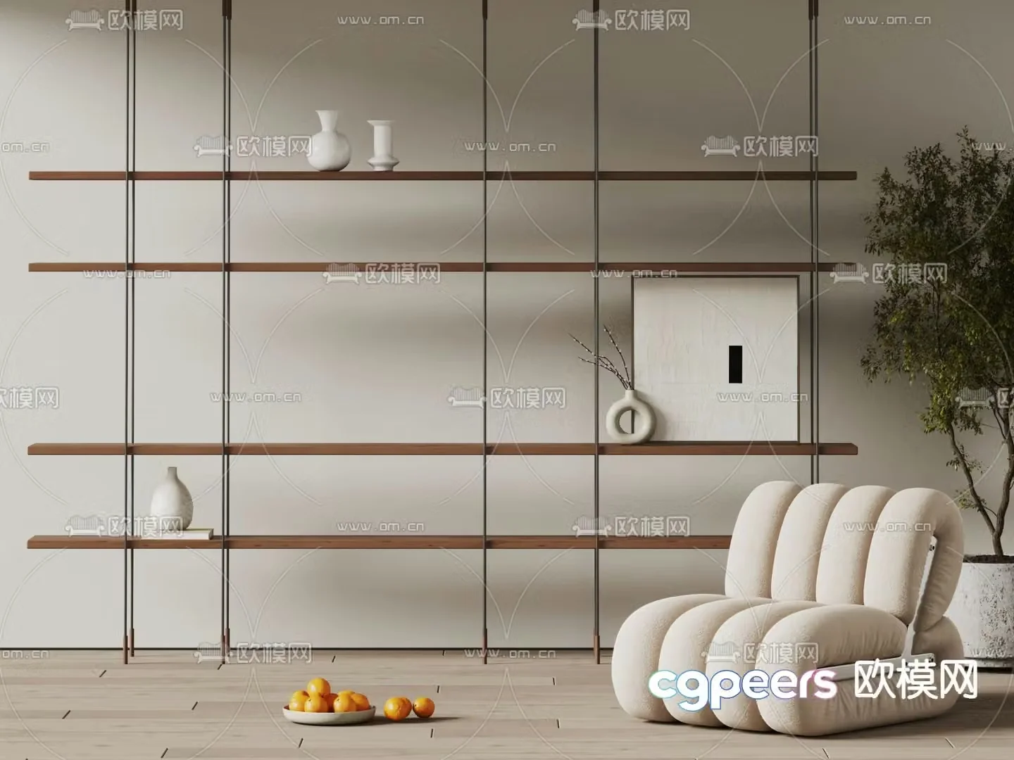 Modern decorative rack display rack storage rack 3d model