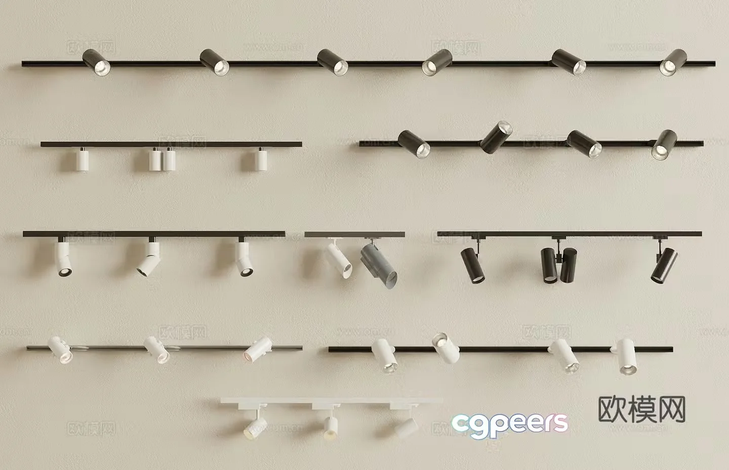 Modern track downlight spotlights track spotlights surface-mounted downlight spotlights magnetic spotlights 3D model