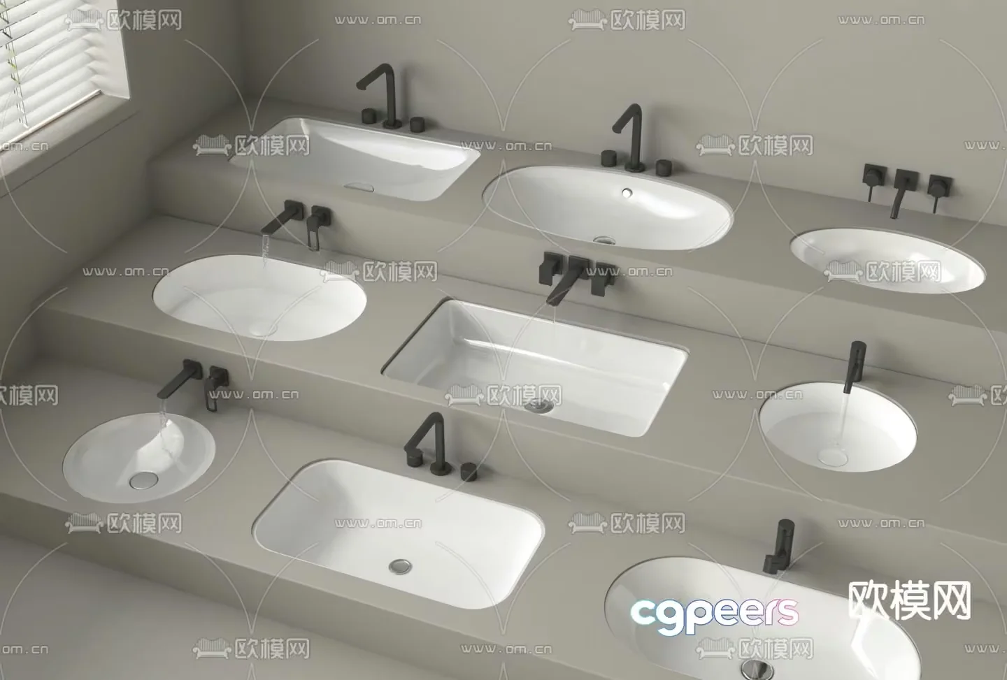Modern Bathroom Sinks 3D Model – 12224 – VRAY Render