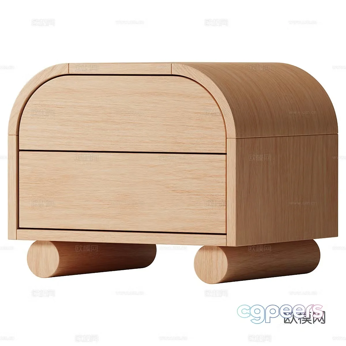 Modern cream style solid wood bedside table 3d model