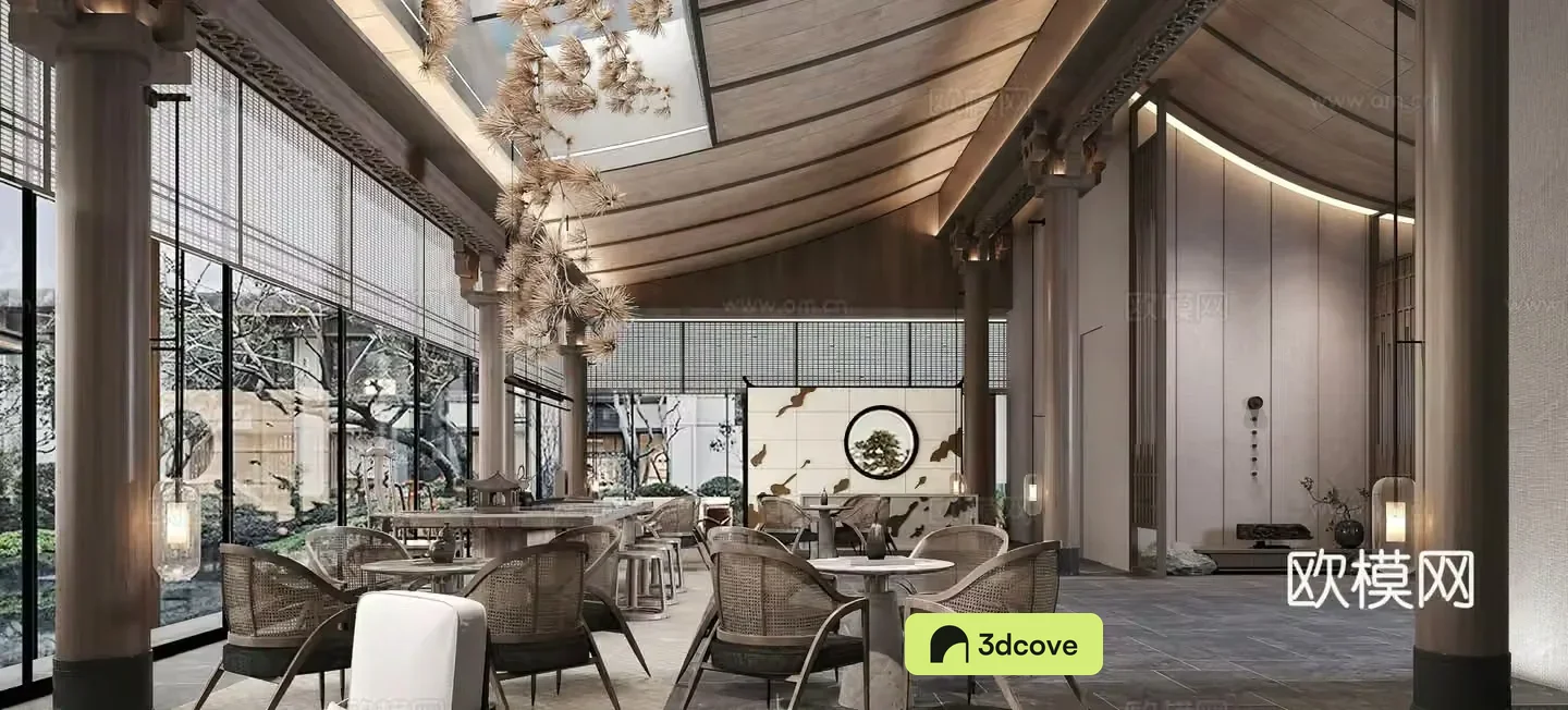 New Chinese sales office Company lobby Hall Reception area Chinese restaurant Club