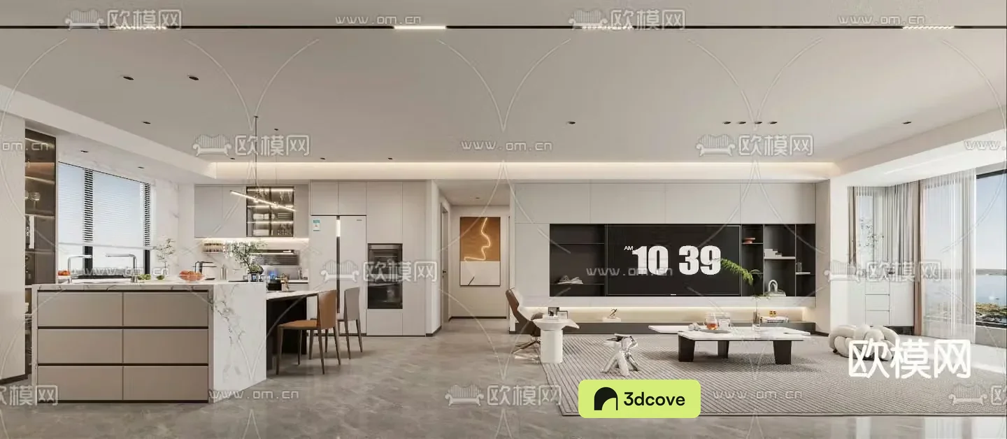 Modern living and dining room