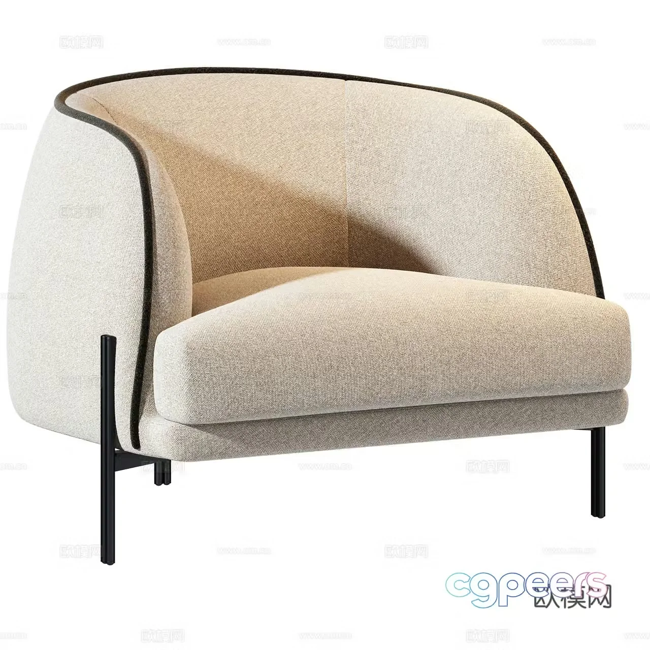 Caillou modern leisure chair retro leisure chair new Chinese leisure chair sofa chair 3d model
