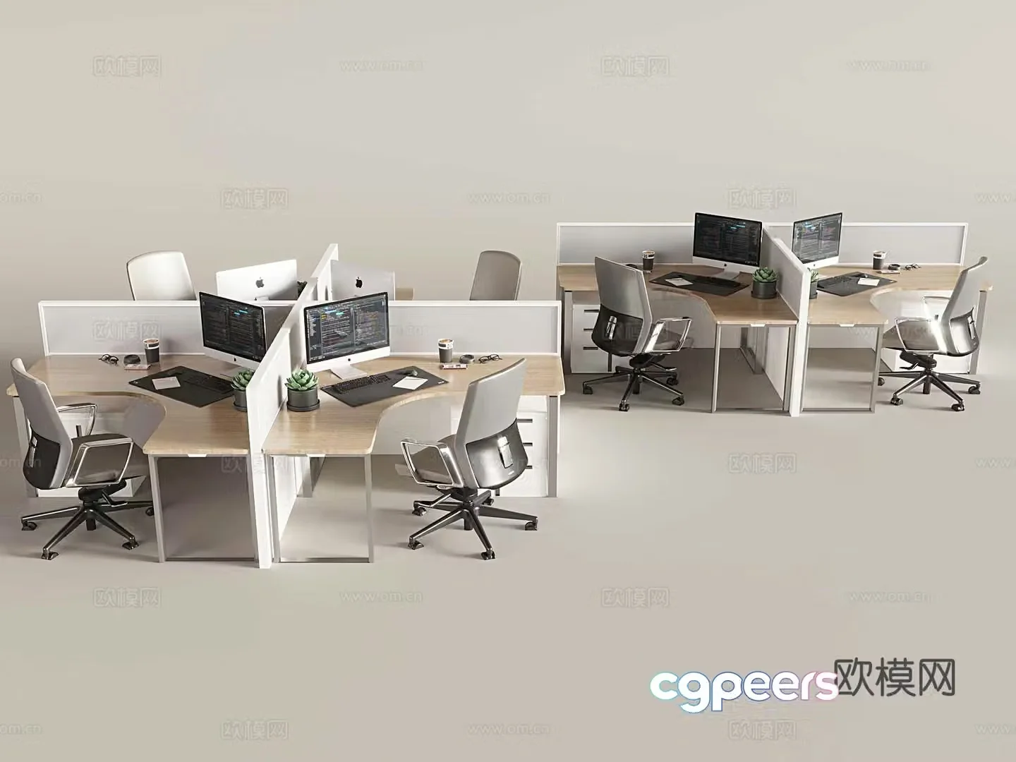 Card seat office desk and chair desk swivel chair 3d model