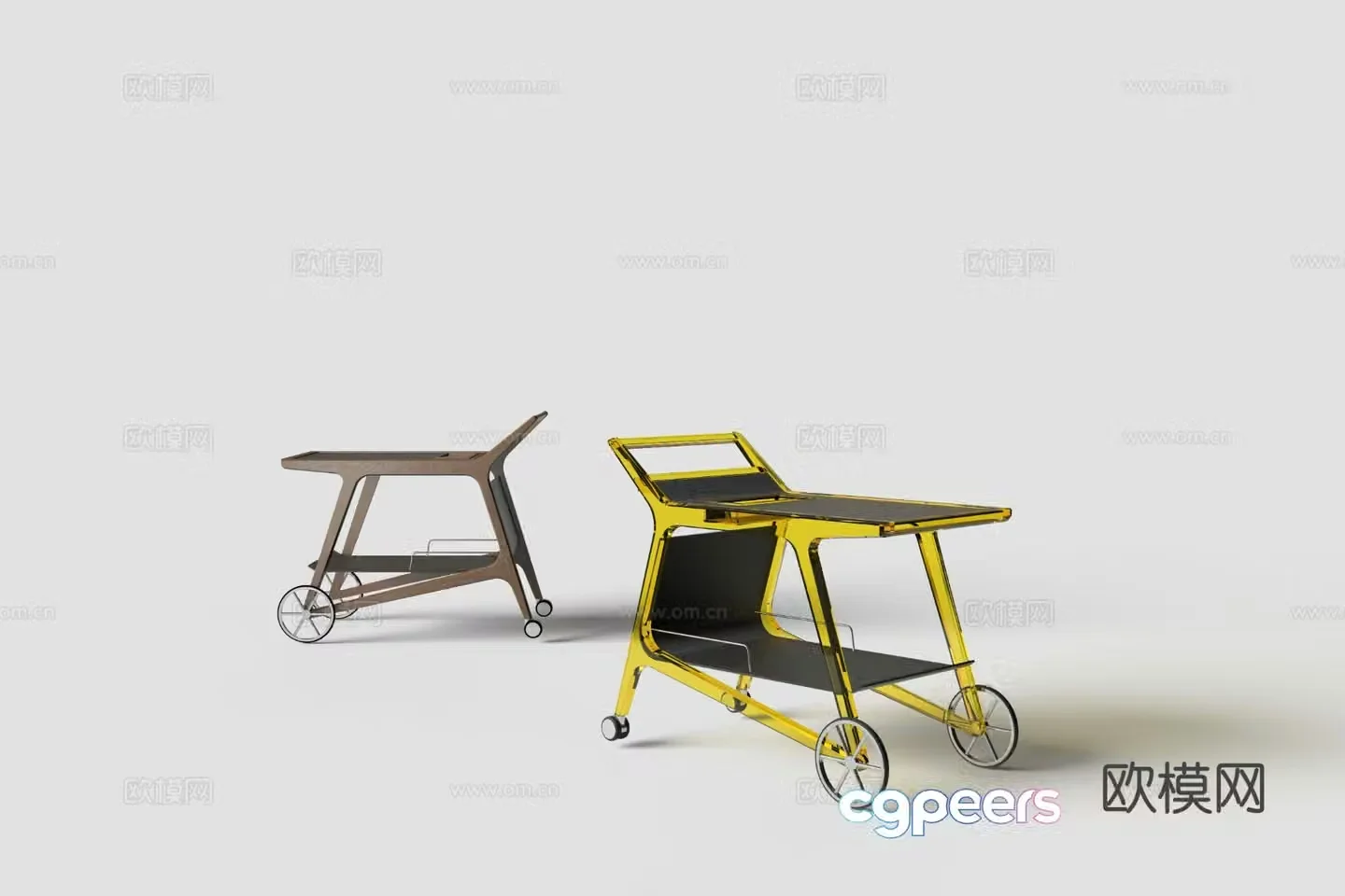 Modern acrylic wine cart trolley side table 3D model