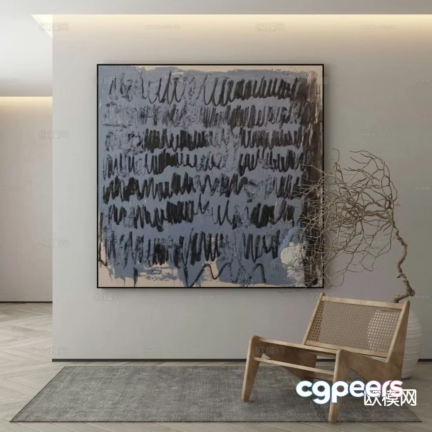 Modern texture painting decorative painting 3d model