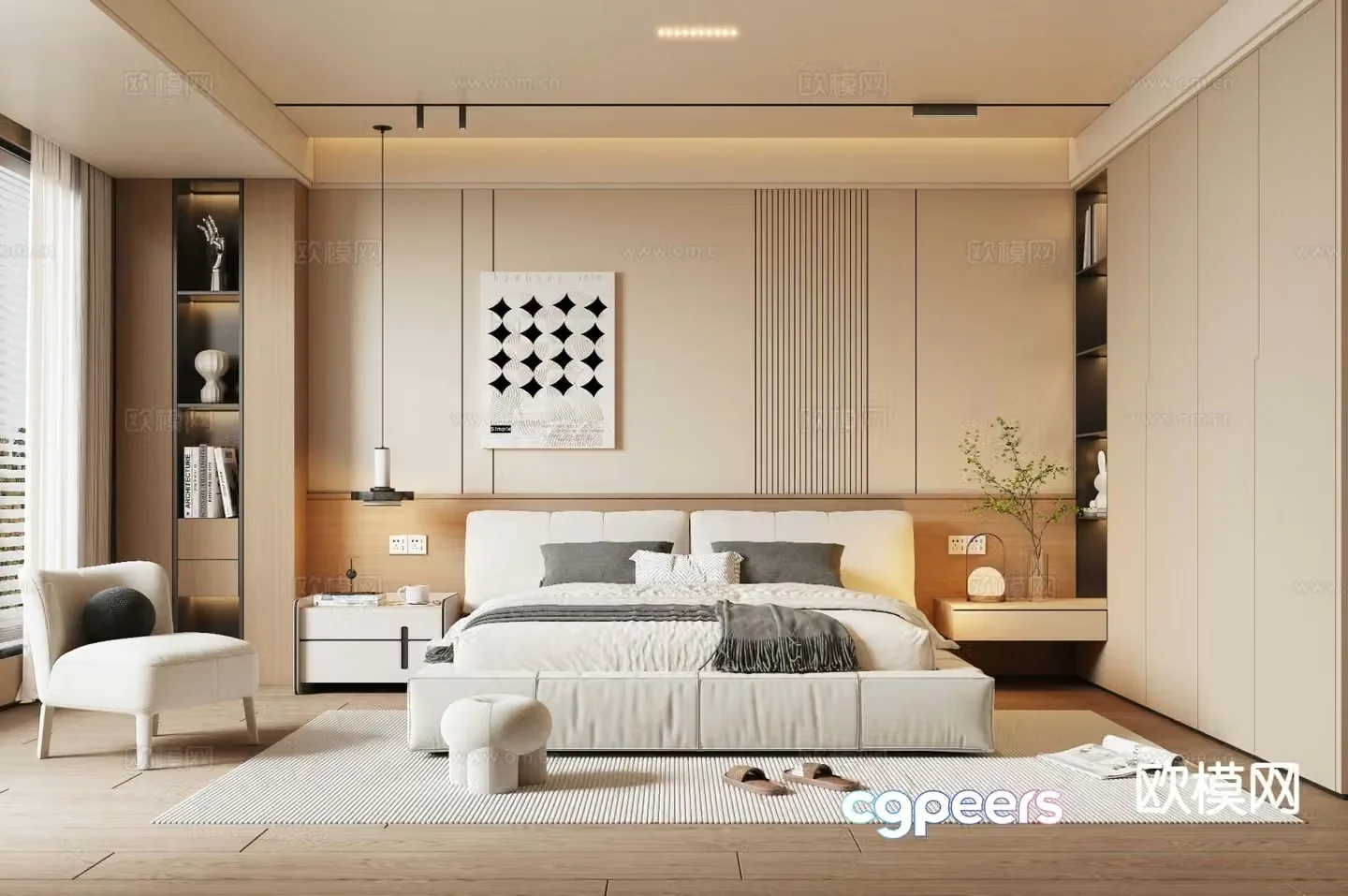 Cream style master bedroom bedroom 3d model