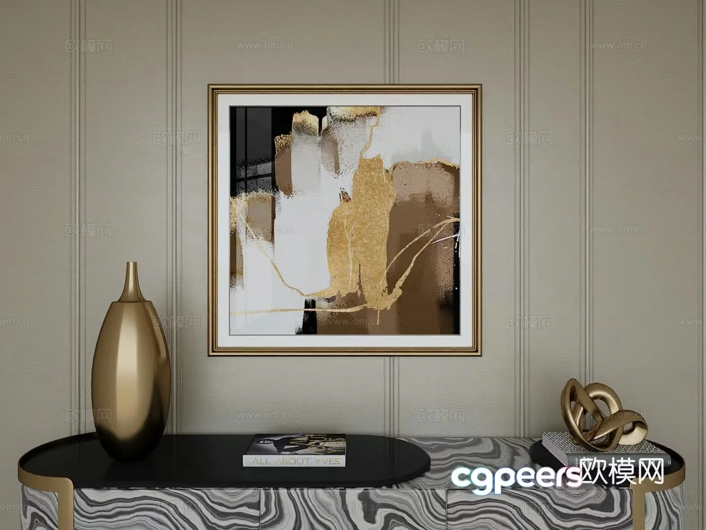 Italian light luxury high-end hanging painting 3D model