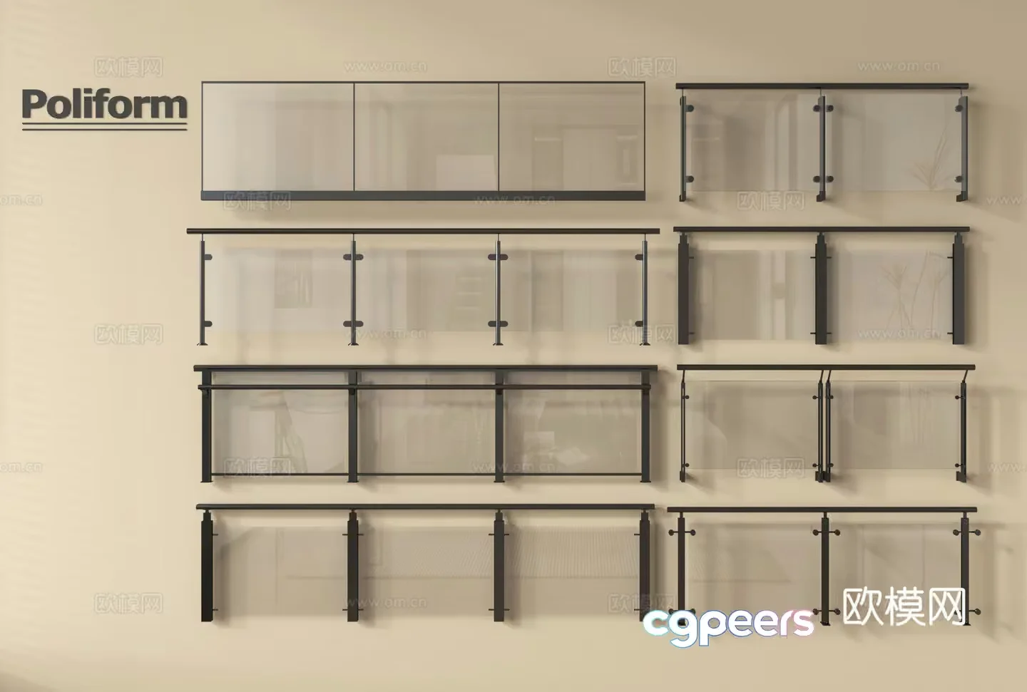 Modern Glass Railing 3D Model – 4658 – VRAY Render