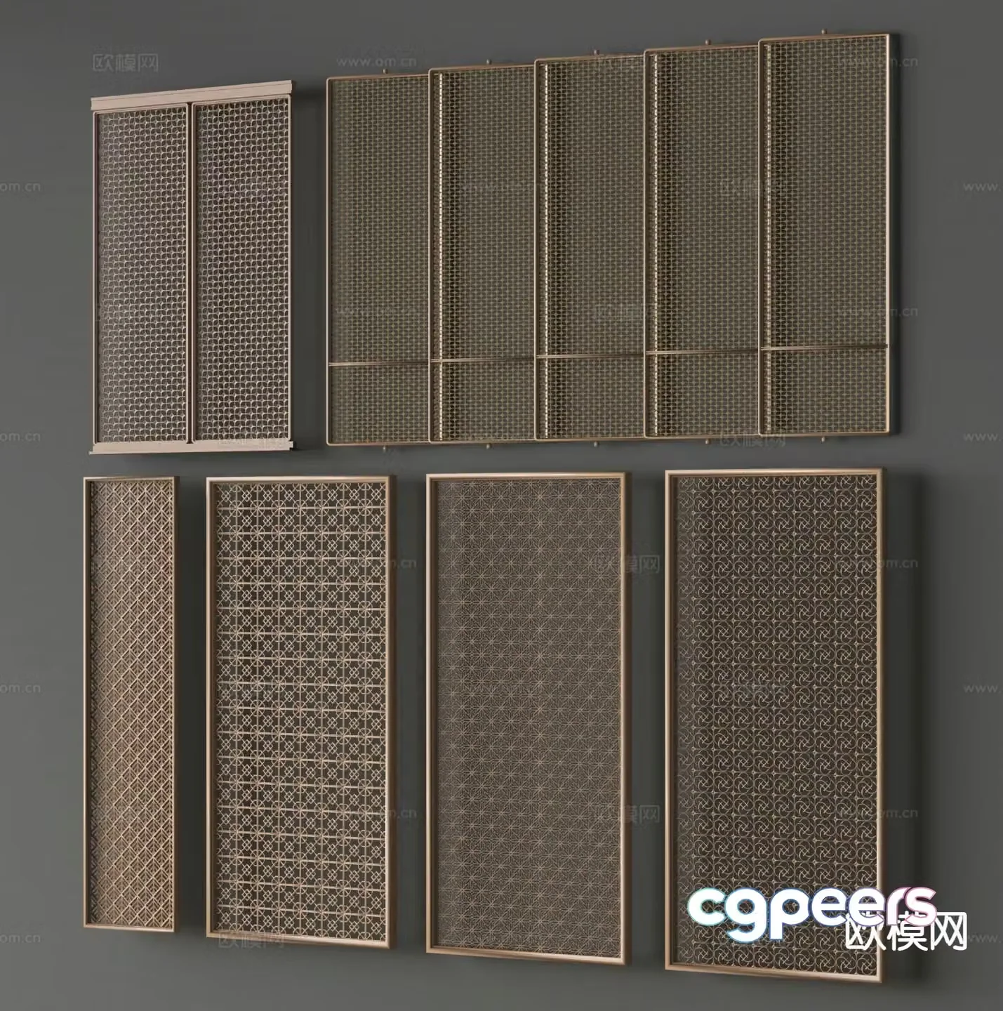 Modern metal screen grille partition 3d model