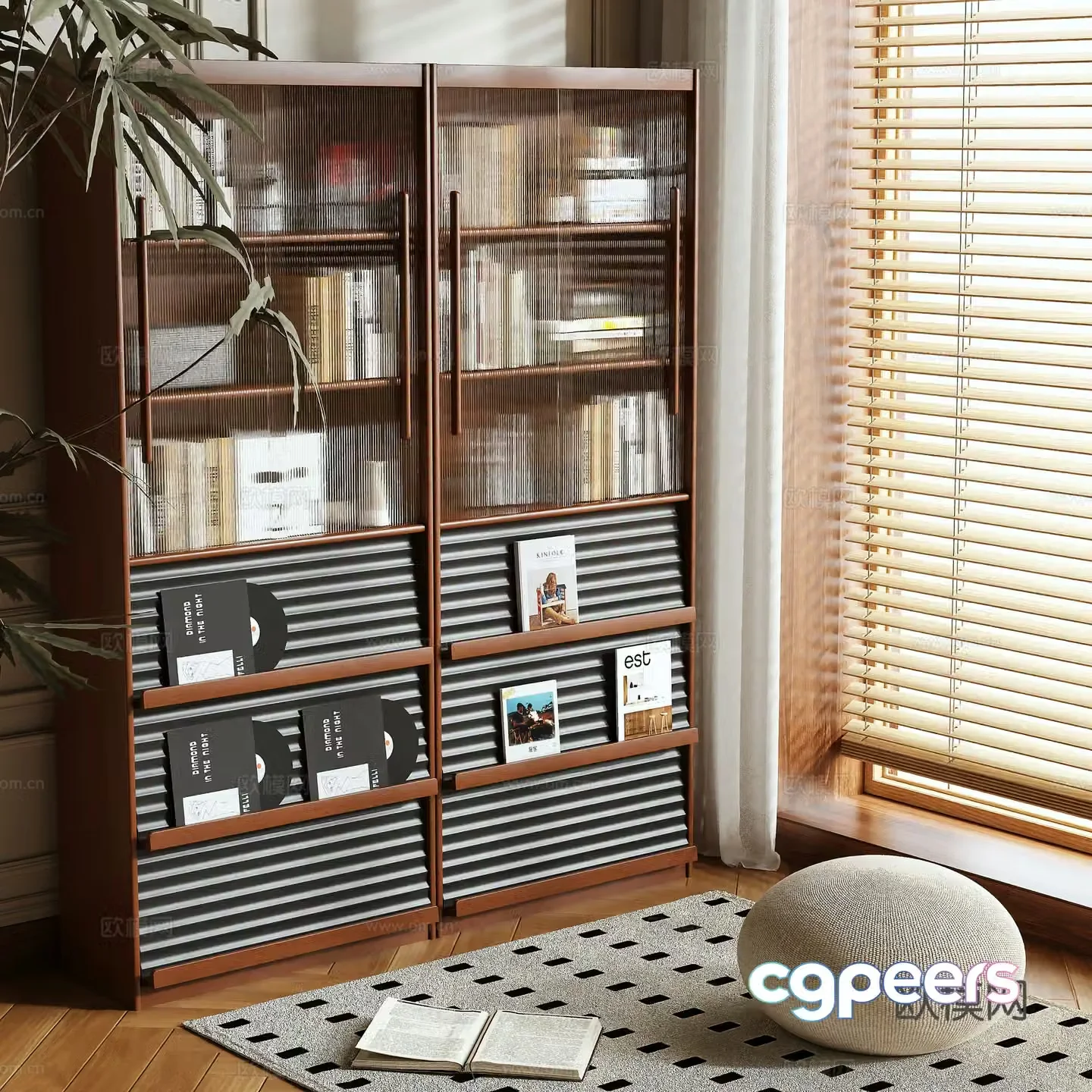 Medieval style bookcase magazine cabinet 3d model