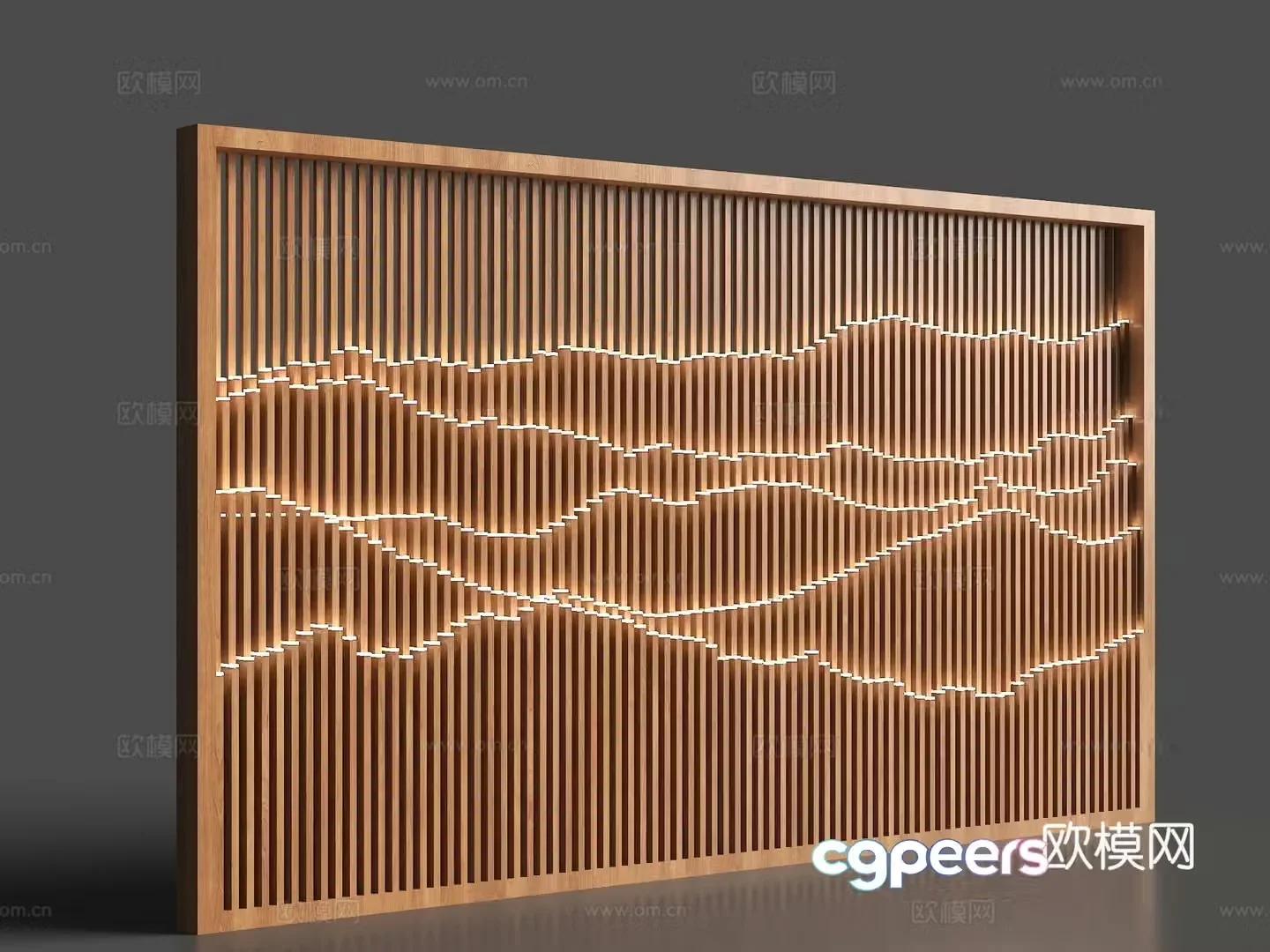 New Chinese style grille background wall landscape grille landscape grille background wall corrugated grille landscape wall 3D model