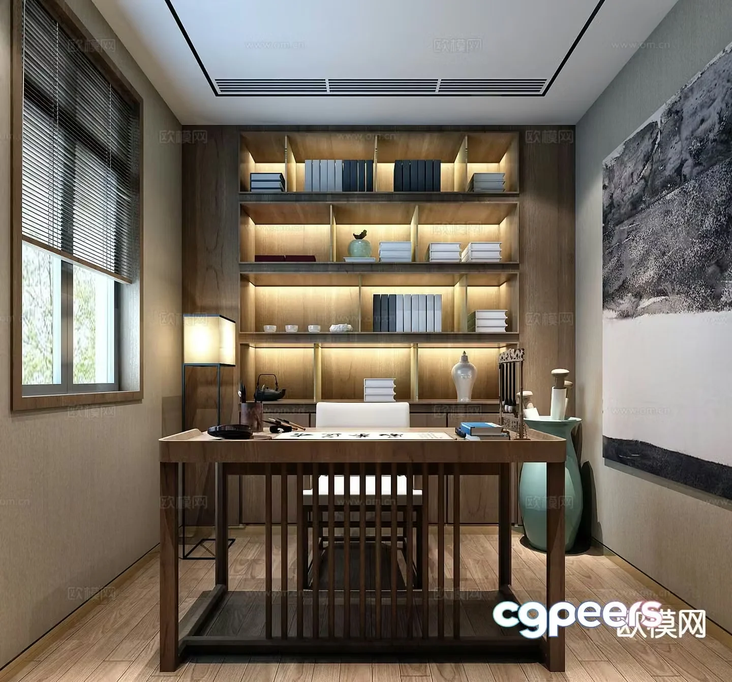 New Chinese style study 3D model
