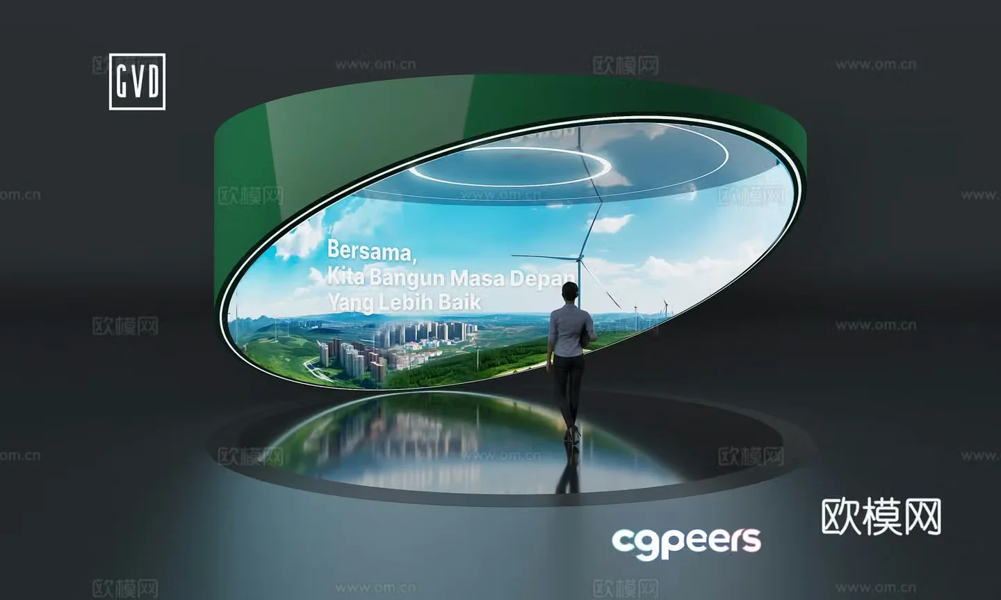 Immersive ring curtain Modern exhibition hall Exhibition hall Exhibition hall Pavilion display Projection ring curtain 360-degree ring curtain 3D model